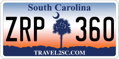 SC license plate ZRP360