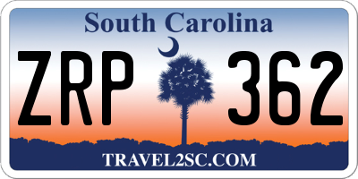 SC license plate ZRP362