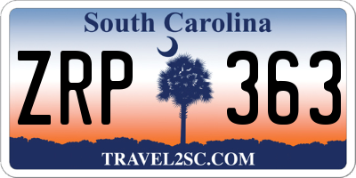 SC license plate ZRP363