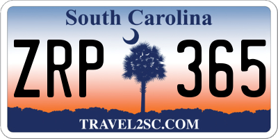 SC license plate ZRP365