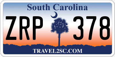 SC license plate ZRP378