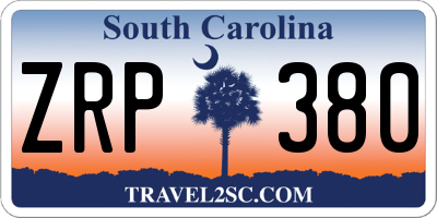 SC license plate ZRP380