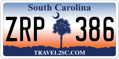 SC license plate ZRP386