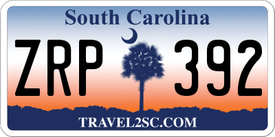 SC license plate ZRP392