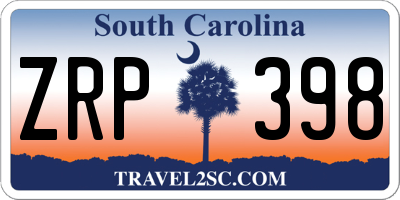 SC license plate ZRP398