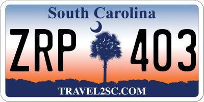 SC license plate ZRP403