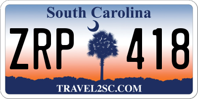 SC license plate ZRP418