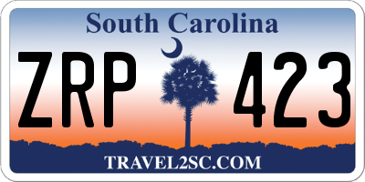 SC license plate ZRP423
