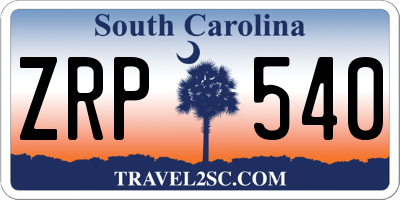 SC license plate ZRP540