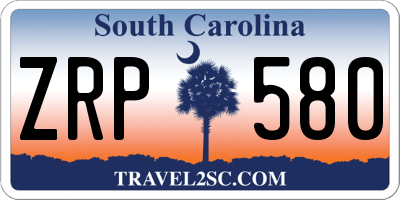SC license plate ZRP580
