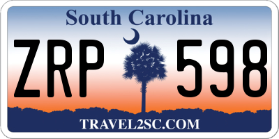 SC license plate ZRP598