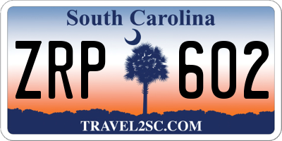 SC license plate ZRP602