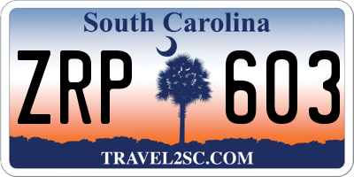 SC license plate ZRP603