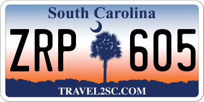 SC license plate ZRP605
