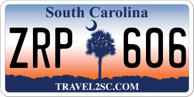 SC license plate ZRP606