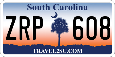 SC license plate ZRP608