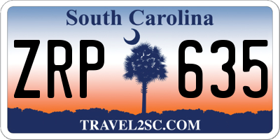 SC license plate ZRP635