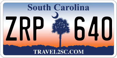 SC license plate ZRP640