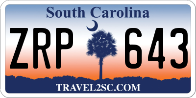 SC license plate ZRP643
