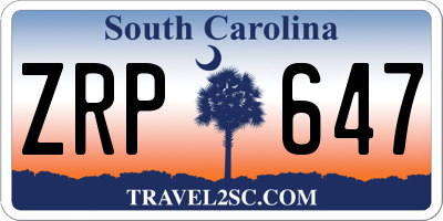 SC license plate ZRP647