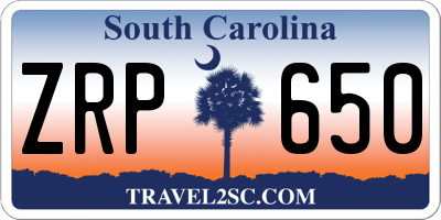 SC license plate ZRP650