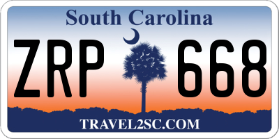 SC license plate ZRP668
