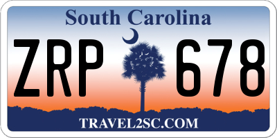 SC license plate ZRP678