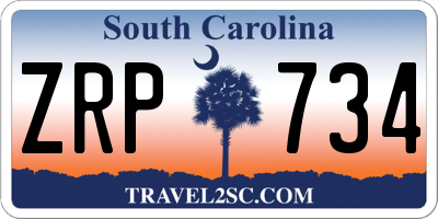 SC license plate ZRP734