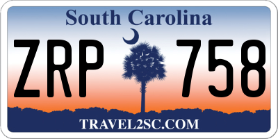 SC license plate ZRP758