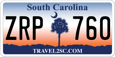 SC license plate ZRP760