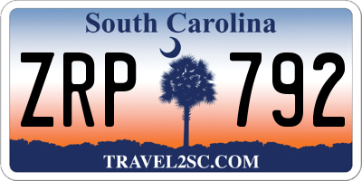 SC license plate ZRP792