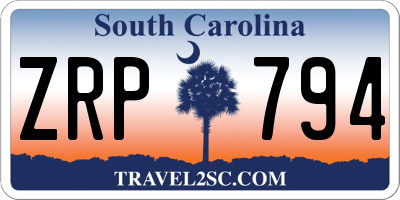 SC license plate ZRP794