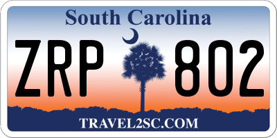 SC license plate ZRP802