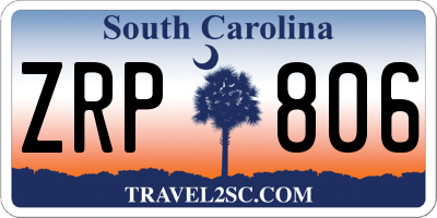 SC license plate ZRP806