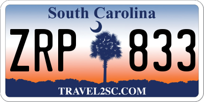 SC license plate ZRP833