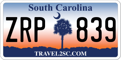 SC license plate ZRP839