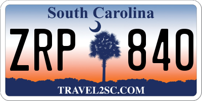 SC license plate ZRP840
