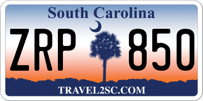 SC license plate ZRP850