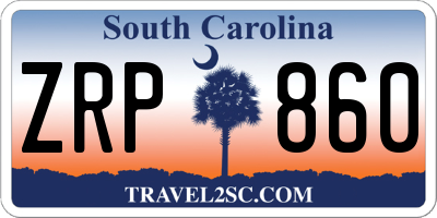 SC license plate ZRP860