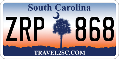 SC license plate ZRP868