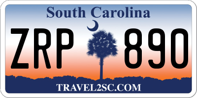 SC license plate ZRP890