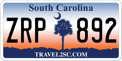 SC license plate ZRP892