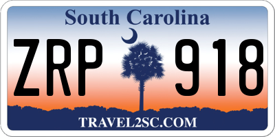 SC license plate ZRP918