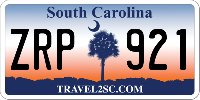 SC license plate ZRP921