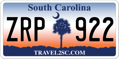 SC license plate ZRP922