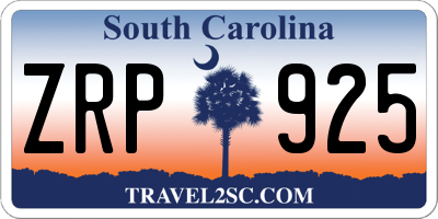 SC license plate ZRP925
