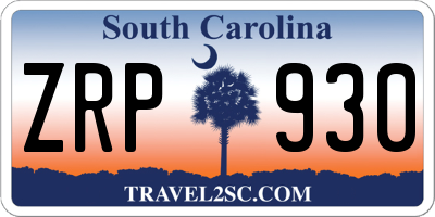 SC license plate ZRP930