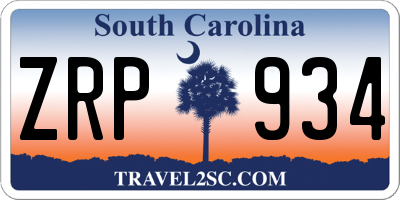 SC license plate ZRP934