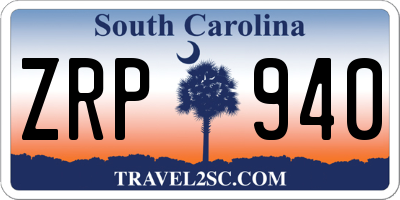 SC license plate ZRP940