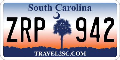 SC license plate ZRP942